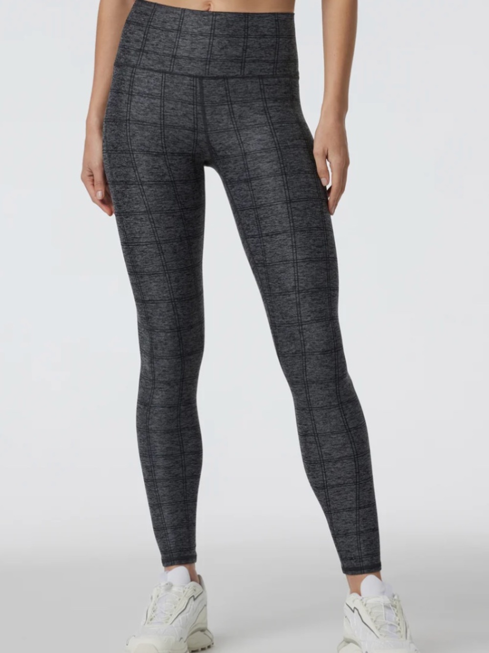 Vuori Clean Elevation Hi-Rise Legging, 25" Inseam, Charcoal Windowpane, Sz Large